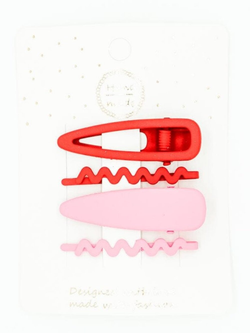 4Pc Solid Hair Clip Set - Red